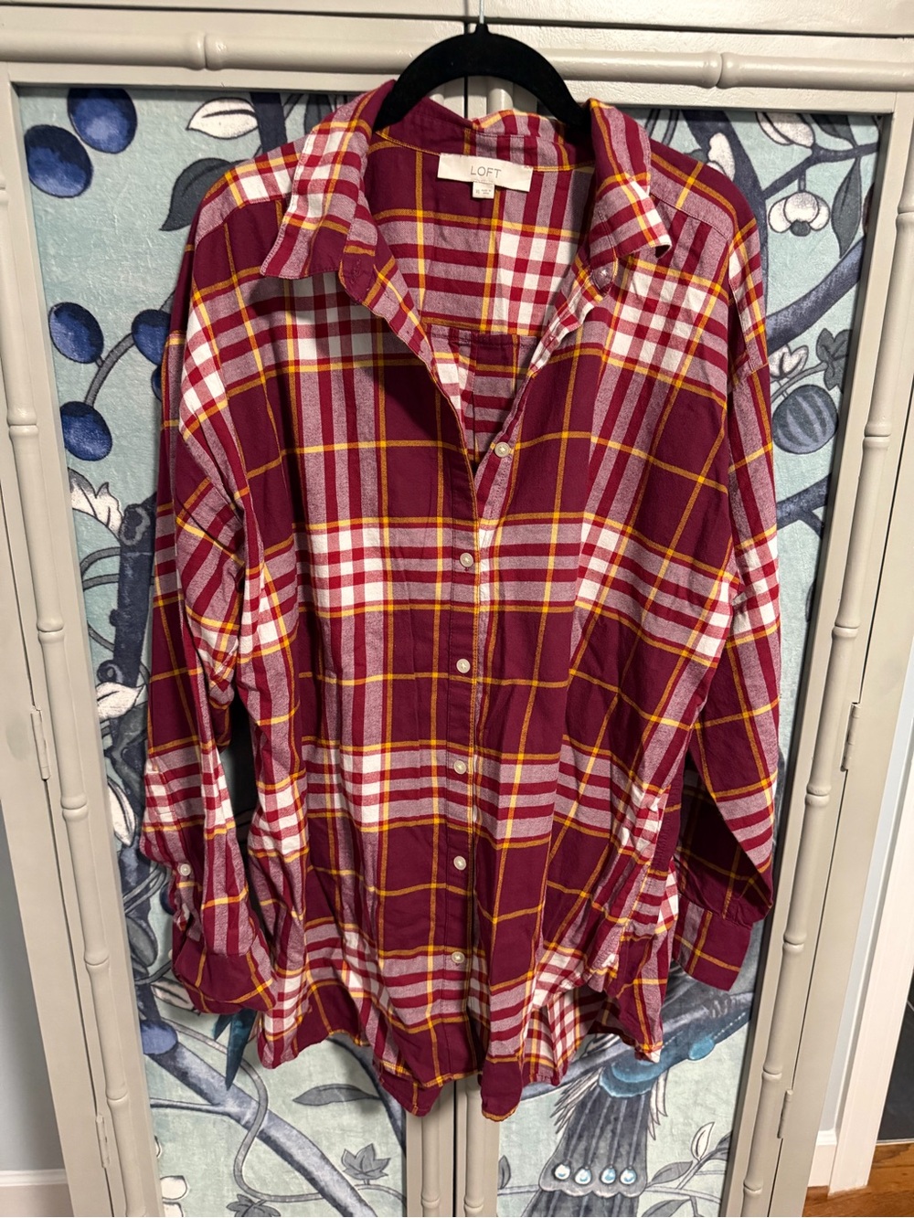 LOFT plaid flannel button down XL - like new!